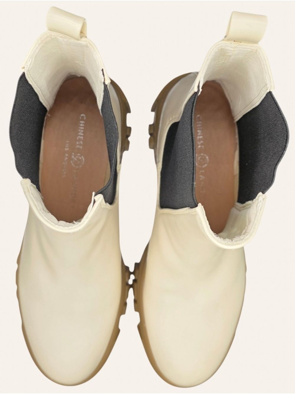 Chunky Cream Chelsea Boots Lug Sole Platform Ankle Boot 9.5 NWT - Picture 6 of 9